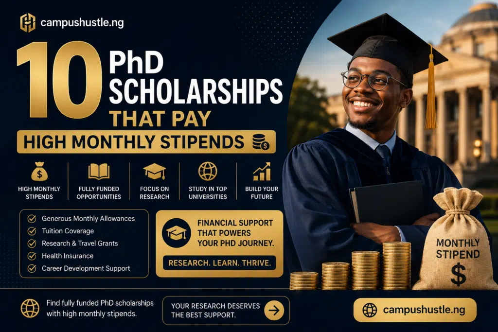 10 PhD Scholarships That Pay High Monthly Stipends (Above $1,500) 1 10 PhD Scholarships That Pay High Monthly Stipends