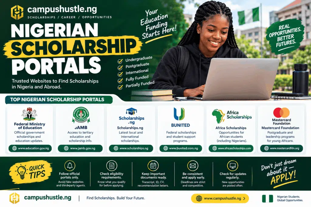 List of All Nigerian Scholarship Portals You Should Bookmark (2026 Updated) 1 Nigerian Scholarship Portals