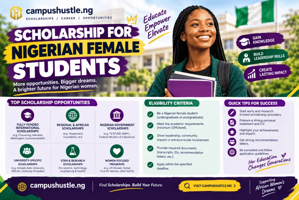 Women-Only Scholarship for Nigerian Female Students (2026 Complete List) 1 scholarship for Nigerian female students